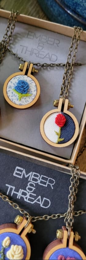 EMBER & THREAD Embroidered Hoop Necklace item