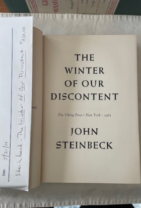 First Edition Steinbeck's "The Winter of Our Discontent" item