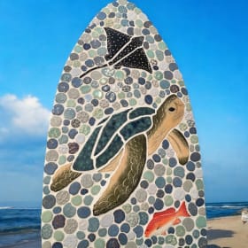 44”x18” Custom Tile Surfboard Custom Mosaics by Connie item