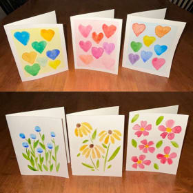 Watercolor Handpainted Cards x 6 item