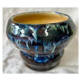 Vase/Planter - Glazed Pottery 6" Tall 6.5" Wide item
