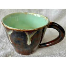 Cup - Glazed Pottery 3.5" Tall 5" Wide item