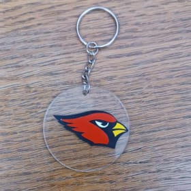 Clear cardinal key chain item