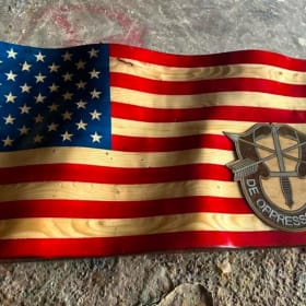Custom Wooden "American Flag w/ SF Crest" Plaque item
