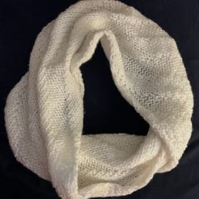 Hand-knit White Infinity Scarf item