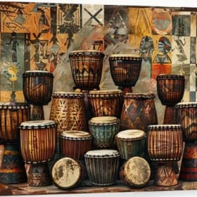 Large Collection of African Drums Print item