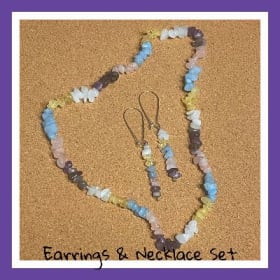 Hand-crafted Gemstones Necklace and Earrings Set item
