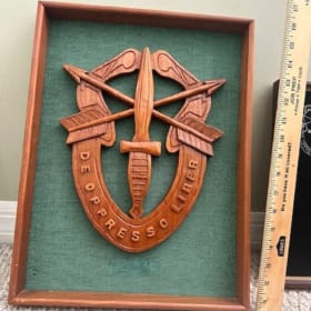 Custom Wood Carved Special Forces Crest item
