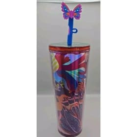 Starbucks Cup Tumbler 24oz w/ Silicon Butterfly Straw Topper item