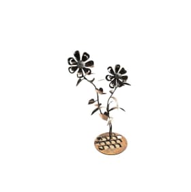 Metal sculpture-Two flowers-Oak Cliff artist Joe Whitney item