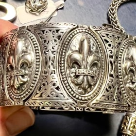 Phillip Gavriel Diamond Sterling Fleur De Lis Bracelet item