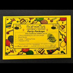 #9 - Flaherty's Arden Bowl Certificate item