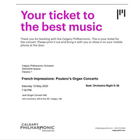 Two tickets to the Calgary Philharmonic Orchestra item