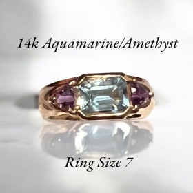 14K Gold Amethyst and Aquamarine Ring item