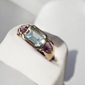 14K Gold Amethyst and Aquamarine Ring item
