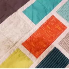 48. Handmade Robot Themed Throw / Lap Quilt item