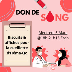 Biscuits & affiches pour Héma-Qc - 5 mars @18h-21h15 ÉRAB item
