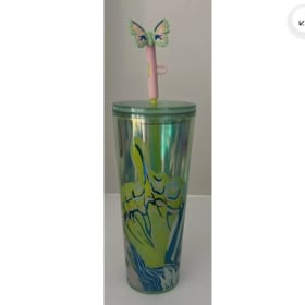 Starbucks Cup Tumbler 24oz w/ Silicon Butterfly Straw Topper item