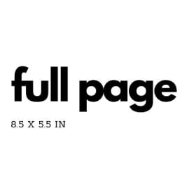 Full Page Advertisement - 8.5 x 5.5 in size item
