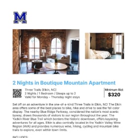 122 2-Nights in Boutique Mountain Apartment Elkin, NC Set 2 item
