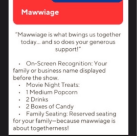 “Mawwiage” Sponsorship item