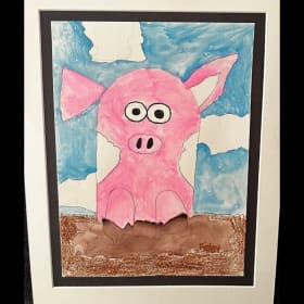 Pig In Mud Watercolor item