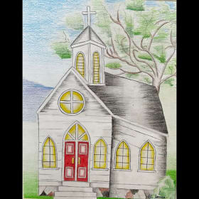 Red Doors on Country Church item