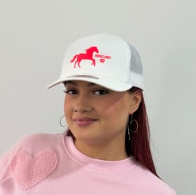 Five-Panel Snapback Hat - Pink and White item