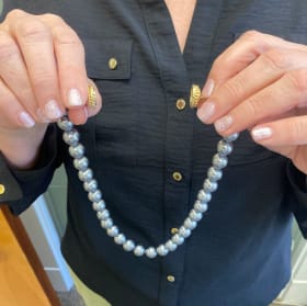 #37 Black Pearl Necklace by Gold Tender item