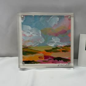 #74b 4"x4" Encased Floral Acrylic Painting item
