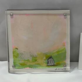 #74d 4"x4" Encased Floral Acrylic Painting item