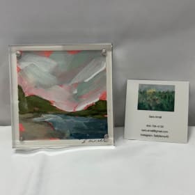 #74e 4"x4" Encased Floral Acrylic Painting item