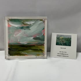 #74g 4"x4" Encased Floral Acrylic Painting item