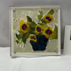 #74h 4"x4" Encased Floral Acrylic Painting item