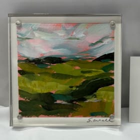 #74k 4"x4" Encased Floral Acrylic Painting item