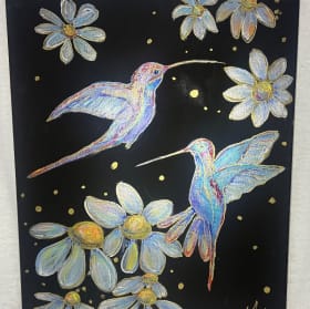 Hummingbird and Flower on Canvas item