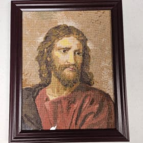 #35 Handmade cross-stitched Christ picture item