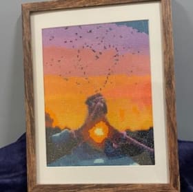 Framed Sunset Hands Diamond Art item