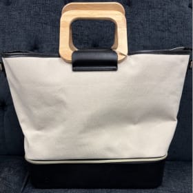 Item #11 BEIS Resort Tote Canvas Wood Handle Long item