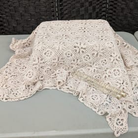 Heirloom hand crocheted table cloth item