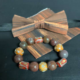 Bowtie, Pocket Square & Beaded Bracelet item