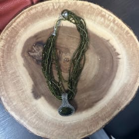 Vintage Green Seed Bead Necklace item