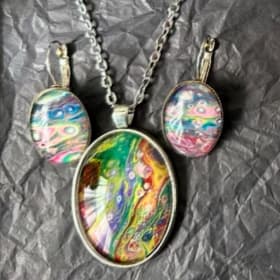 Handcrafted Multicolor Necklace & Earring Set – $50 Value item