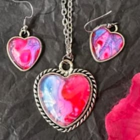 Handcrafted Heart-Shaped Necklace & Earring Set – $50 Value item