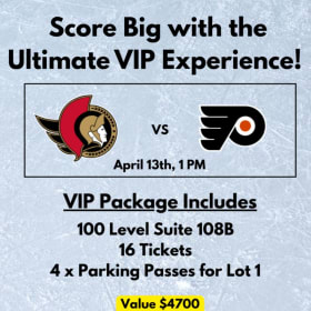 Ottawa Senators vs. Philadelphia  Box April 13 VALUE $4700 item