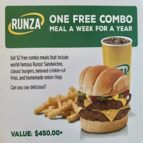 1. One Free Runza Combo Meal for a YEAR item