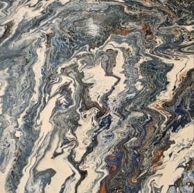 Custom made, acrylic paint poured art item