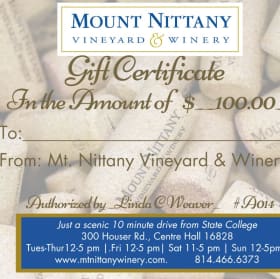 $100 Gift Certificate to Mount Nittany Vineyard & Winery item