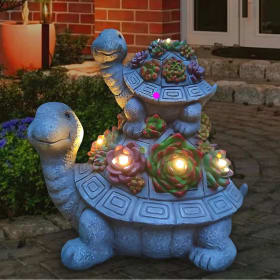 Large outdoor solar turtle statue item
