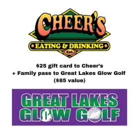 $25 Cheer's gift card + Family Pass to Great Lakes Glow Golf item